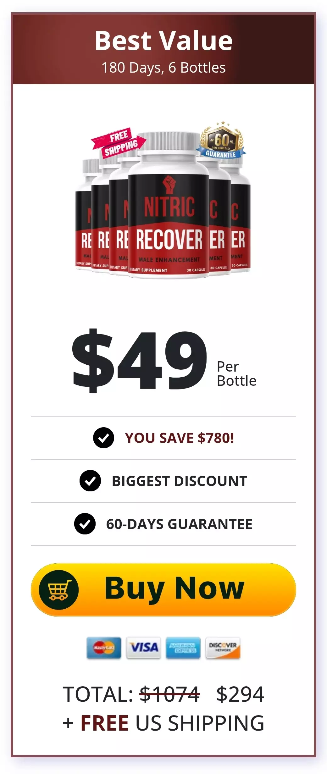 Nitric Recover™ 6 bottles pricing
